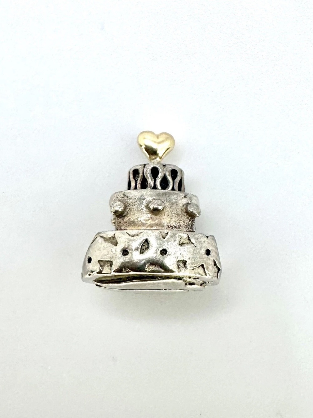 Pandora Sterling Silver And 14k Celebration Wedding Cake Charm #790347